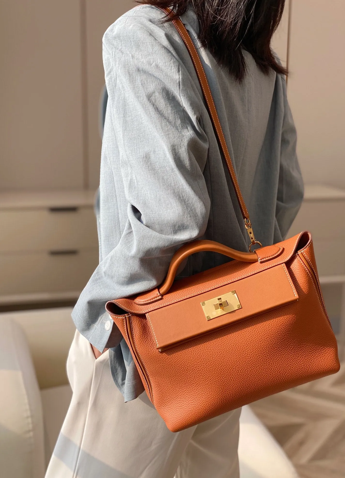 2024 29cm KELLY handmade handbag shoulder bag QWE1128 brown
