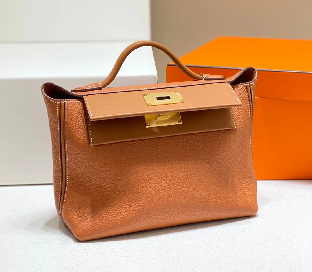 2024 29cm KELLY handmade handbag shoulder bag QWE1128 brown
