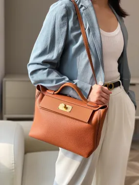 2024 29cm KELLY handmade handbag shoulder bag QWE1128 brown