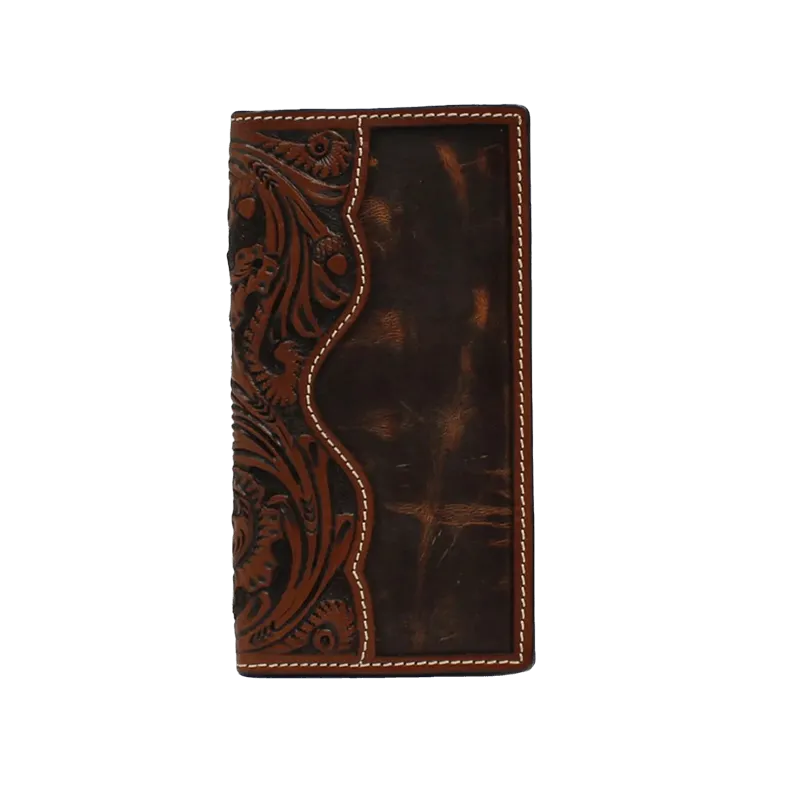 3D Men's Leaf & Acorn Brown Tooled Rodeo Wallet