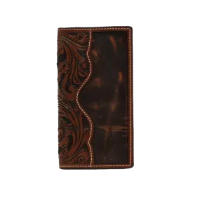 3D Men's Leaf & Acorn Brown Tooled Rodeo Wallet