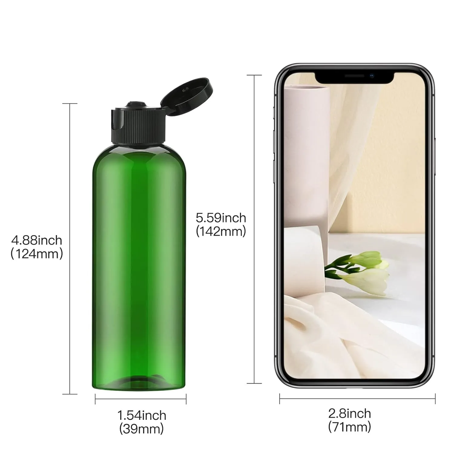 5 Pcs 100ml Travel Bottles with Flip Cap, Travel Size Green Empty Dispenser Container