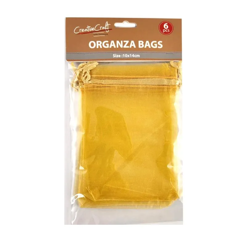 6pk Organza Bags - Golden Yellow