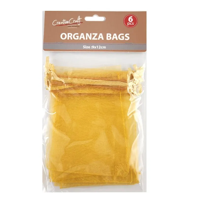 6pk Organza Bags - Golden Yellow
