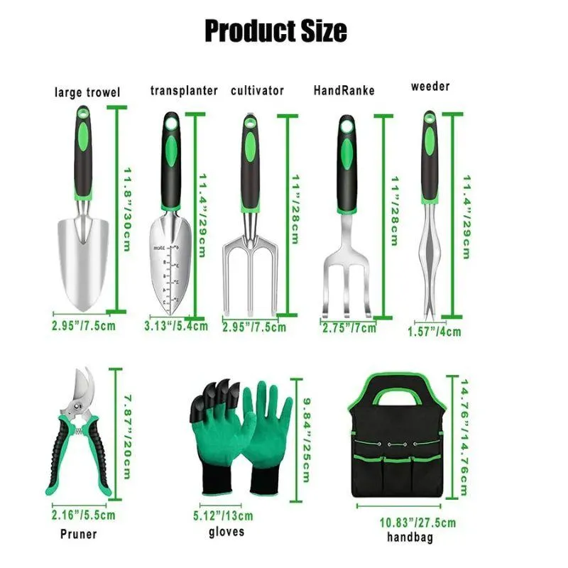 8 PCS Heavy Duty Gardening Tool Set Shovel Hand Rake Fork Transplanting Digging Tools