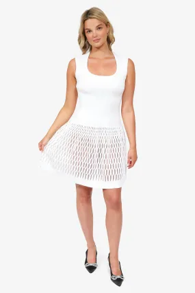 Alaïa White Knitted Mesh Sleeveless Mini Dress Size 44