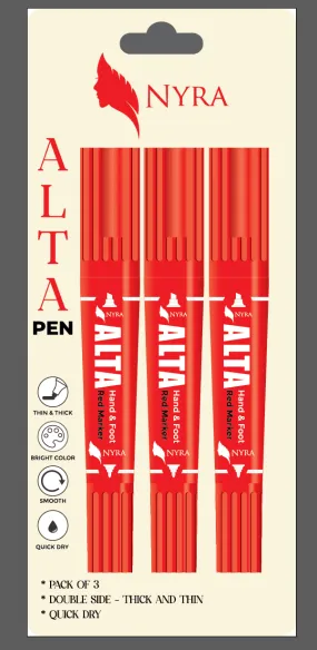 Alta Marker Pen (Set of 3) | RED Marker pen for Foot and Hand
