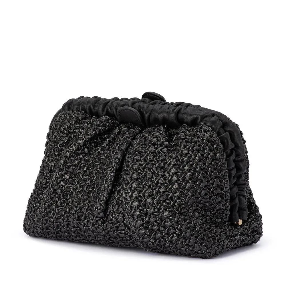 Amalia Petite Gathered Clutch in Black