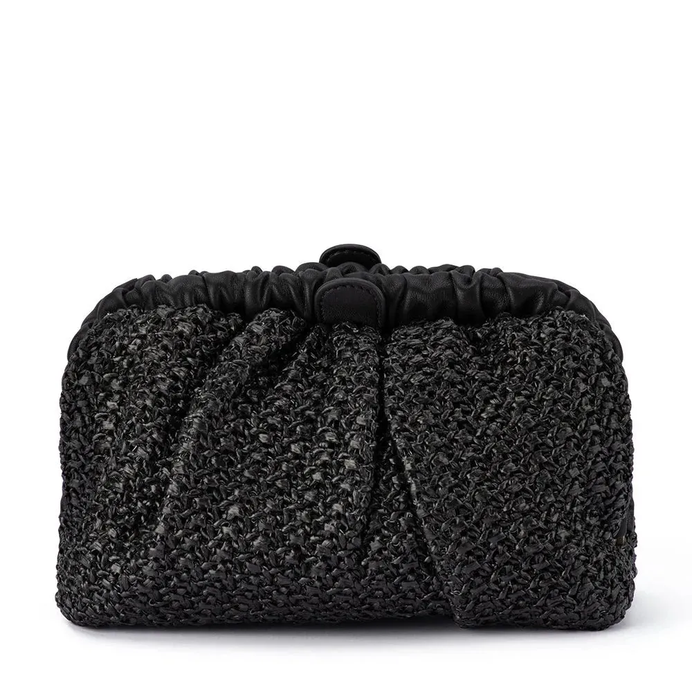 Amalia Petite Gathered Clutch in Black