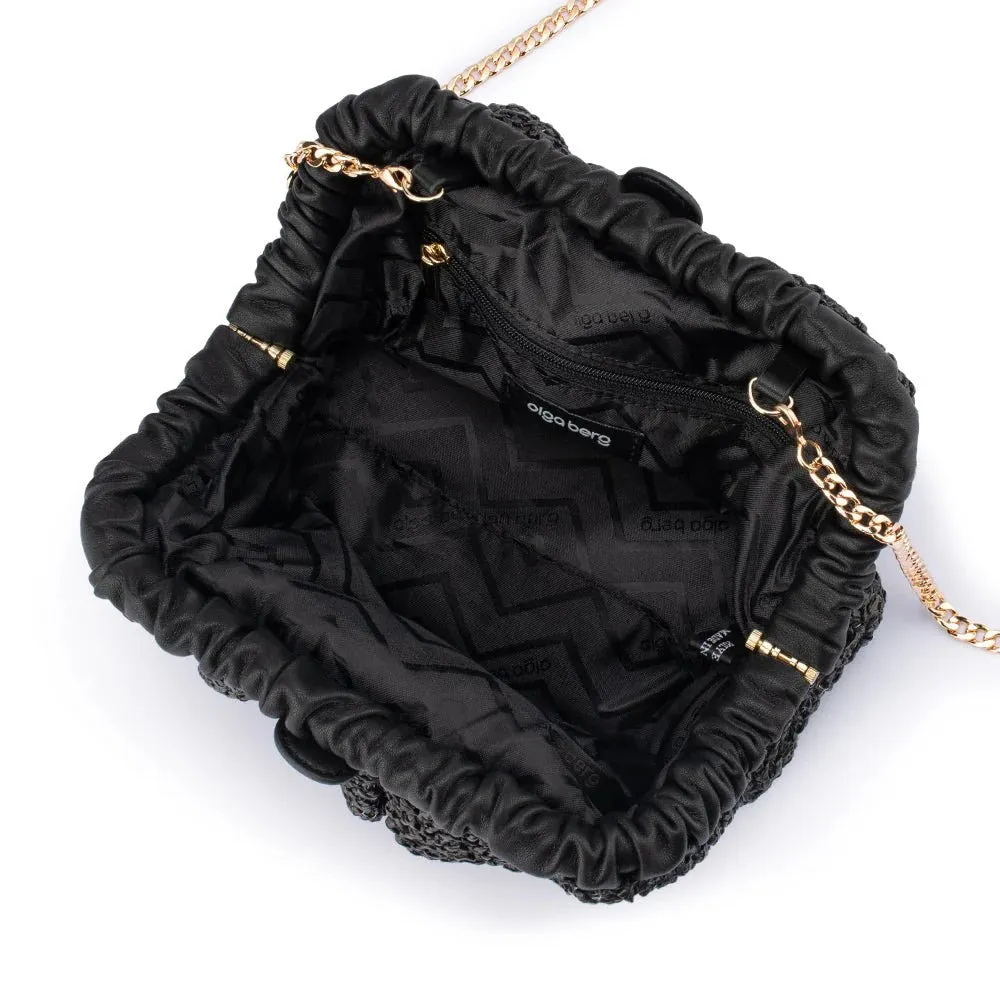 Amalia Petite Gathered Clutch in Black