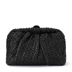 Amalia Petite Gathered Clutch in Black