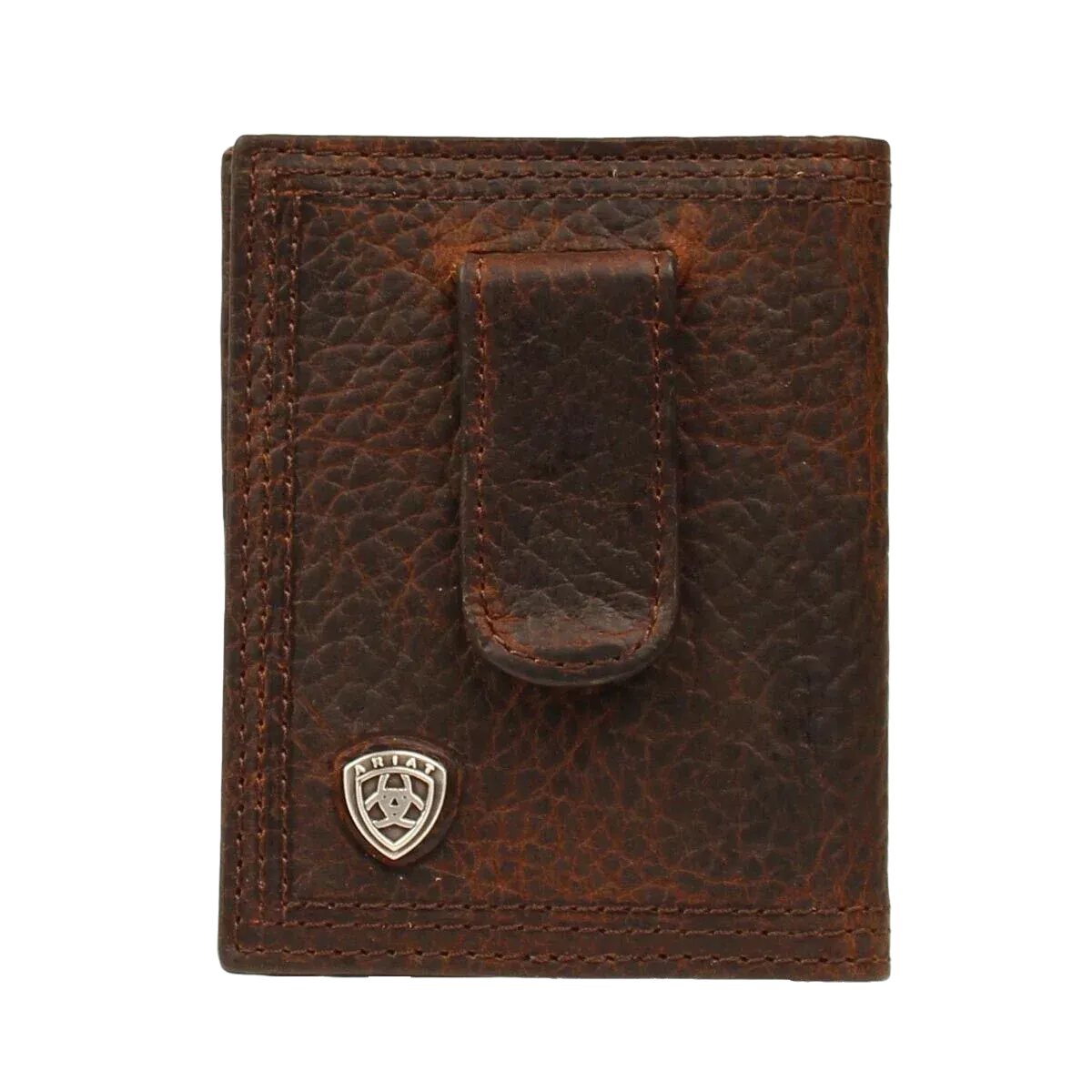 Ariat Men's Dark Brown Front Pocket Money Clip Bifold Wallet