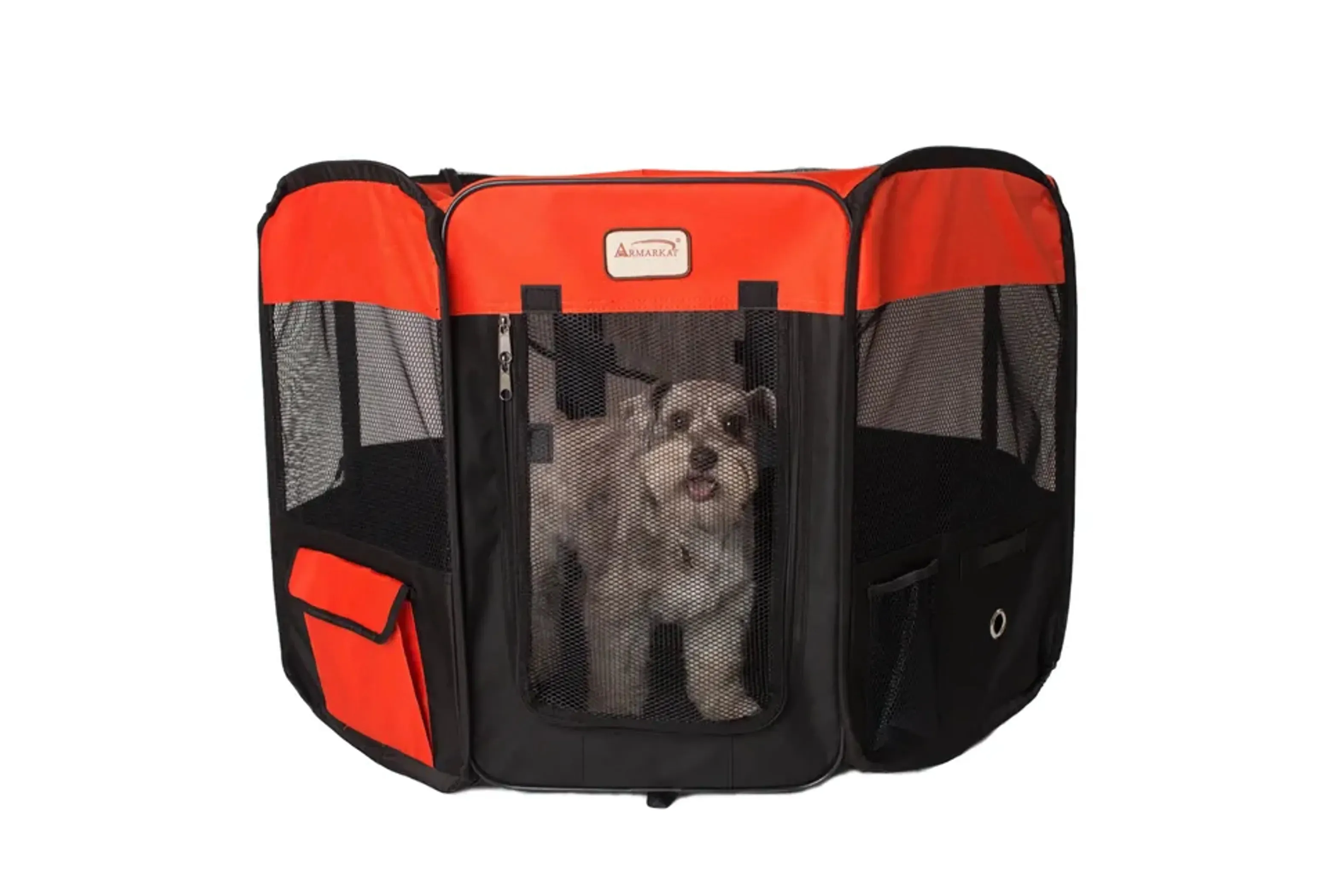 Armarkat PP002R-XL Portable Pet Playpen In Bk and Rd Combo