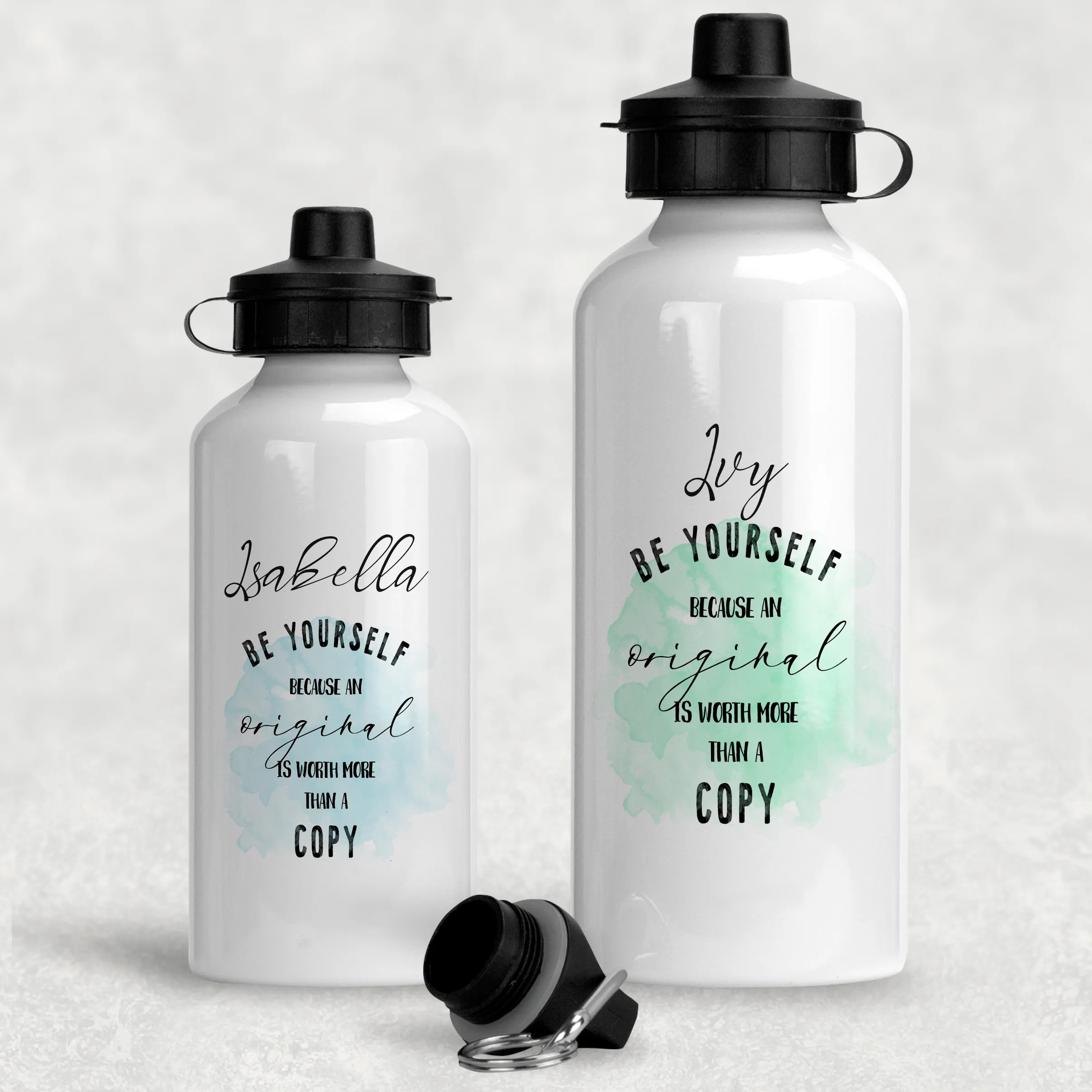 Be Yourself Worth More Than A Copy Personalised Aluminium Water Bottle 400/600ml