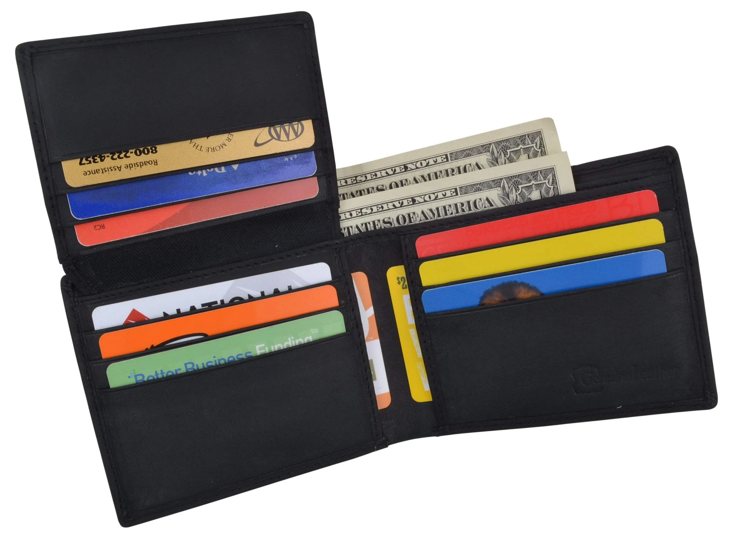 Bifold Mens RFID Cowhide Leather Myrtle Beach Flap Card/ID Wallet