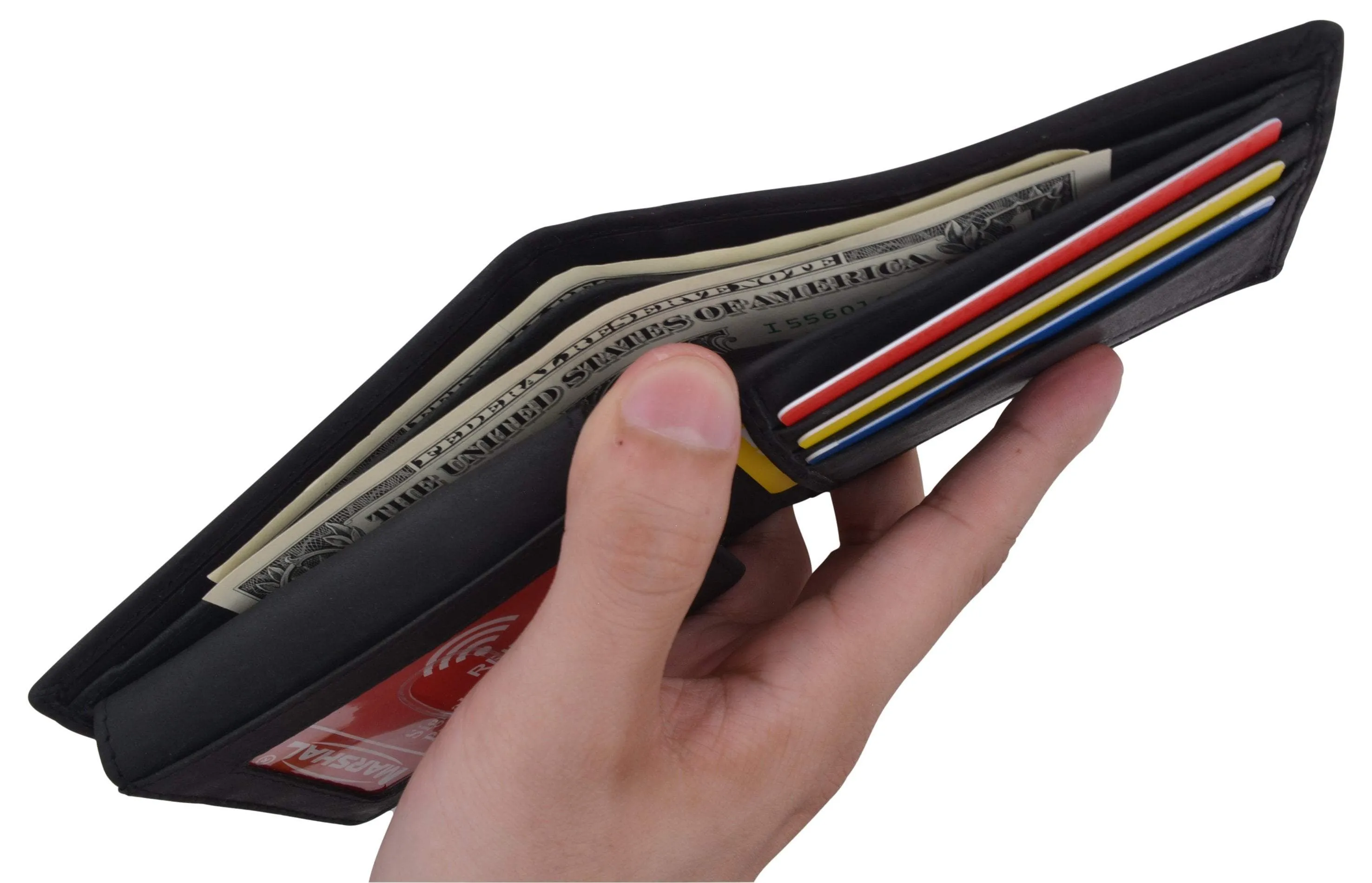 Bifold Mens RFID Cowhide Leather Myrtle Beach Flap Card/ID Wallet