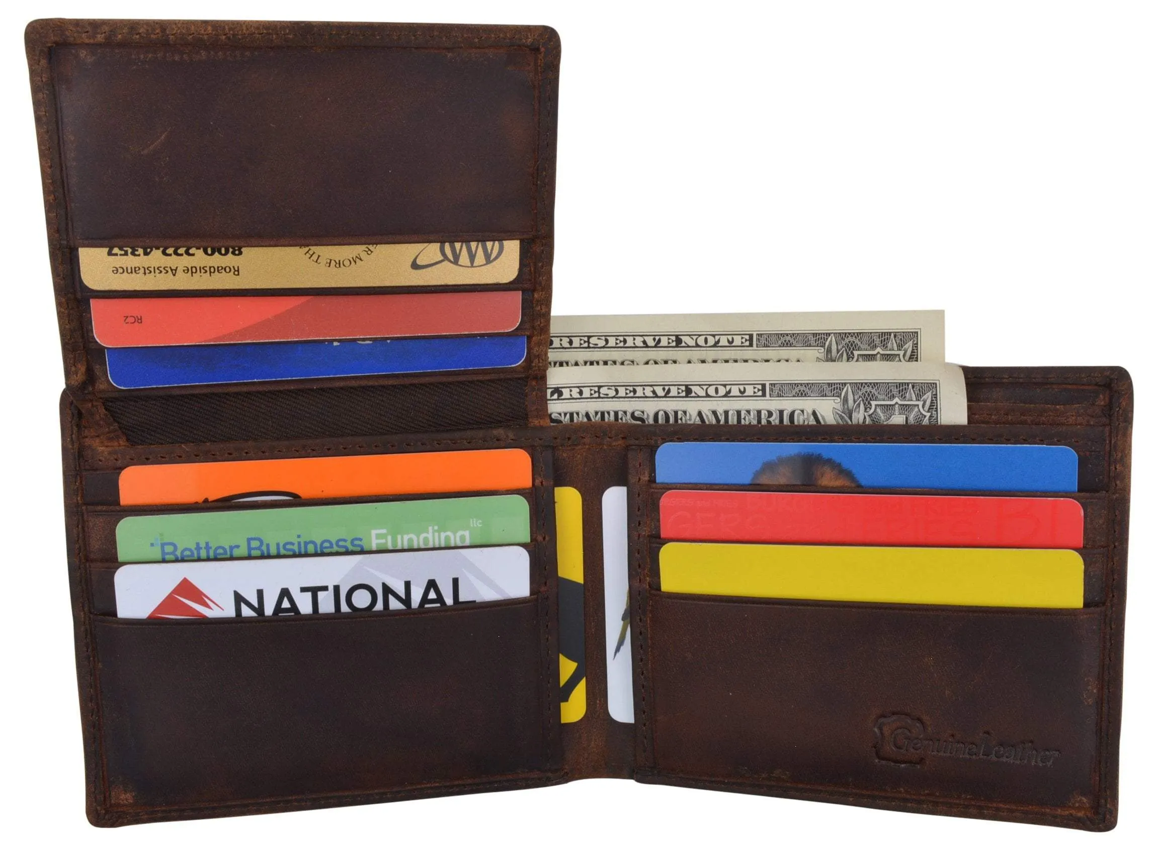 Bifold Mens RFID Cowhide Leather Myrtle Beach Flap Card/ID Wallet