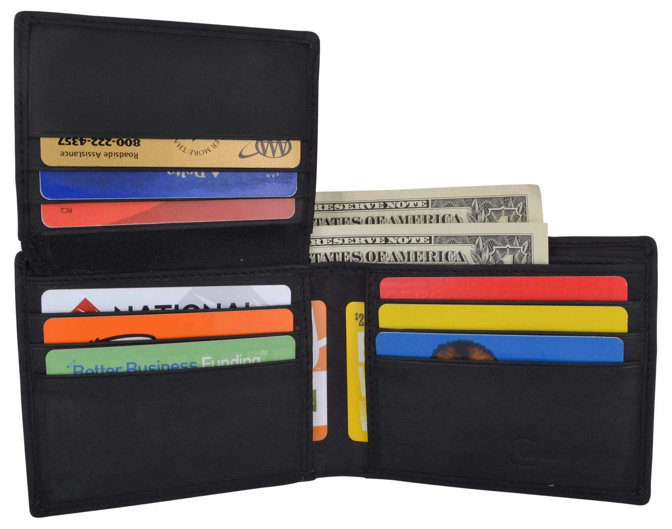Bifold Mens RFID Cowhide Leather Myrtle Beach Flap Card/ID Wallet