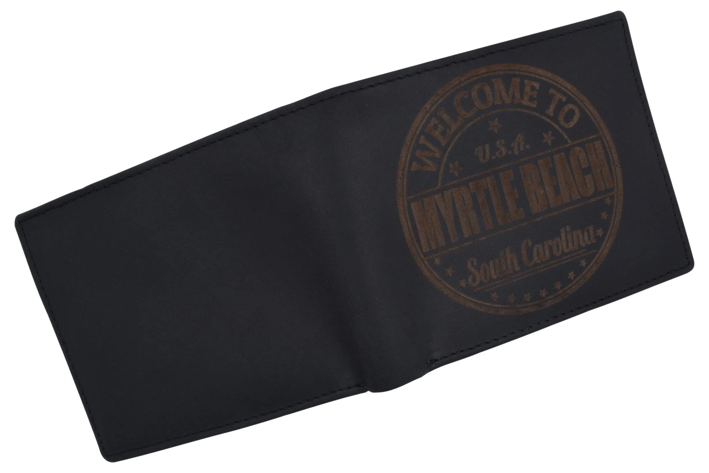 Bifold Mens RFID Cowhide Leather Myrtle Beach Flap Card/ID Wallet