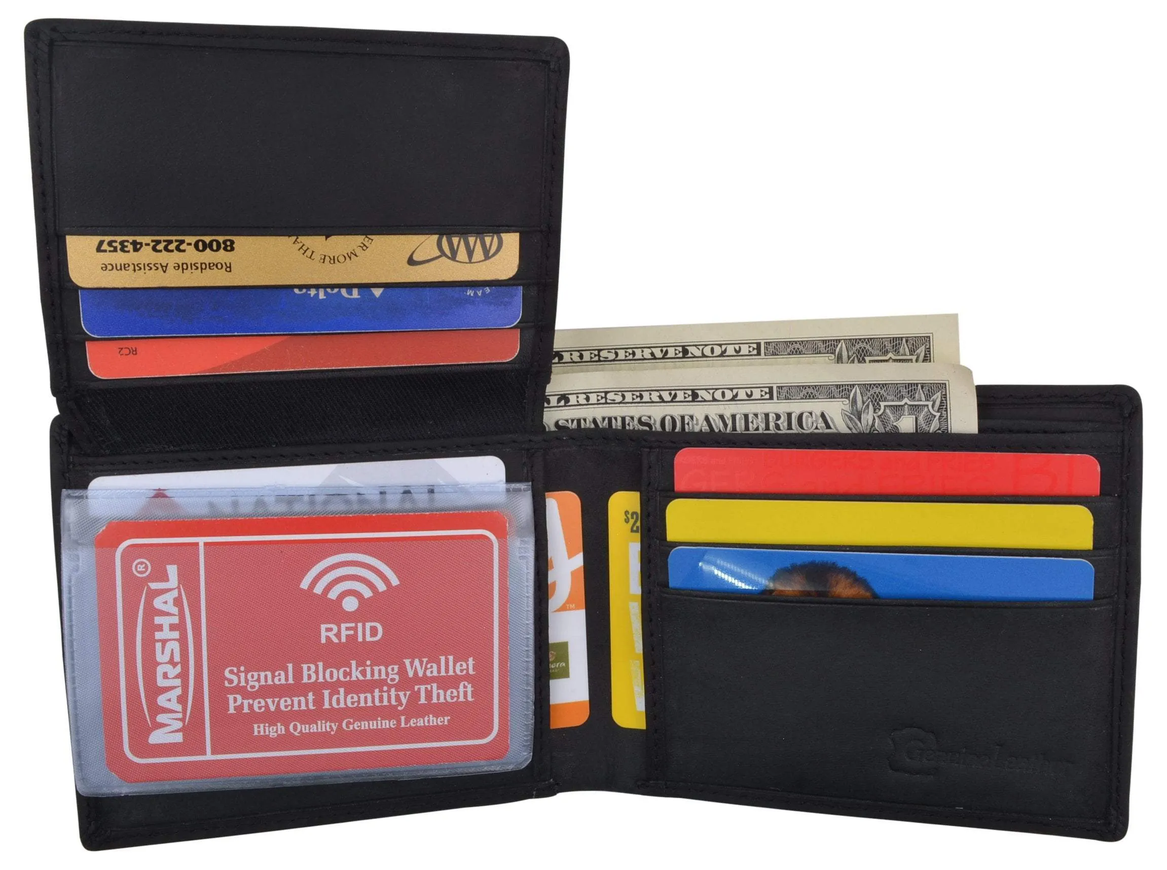 Bifold Mens RFID Cowhide Leather Myrtle Beach Flap Card/ID Wallet