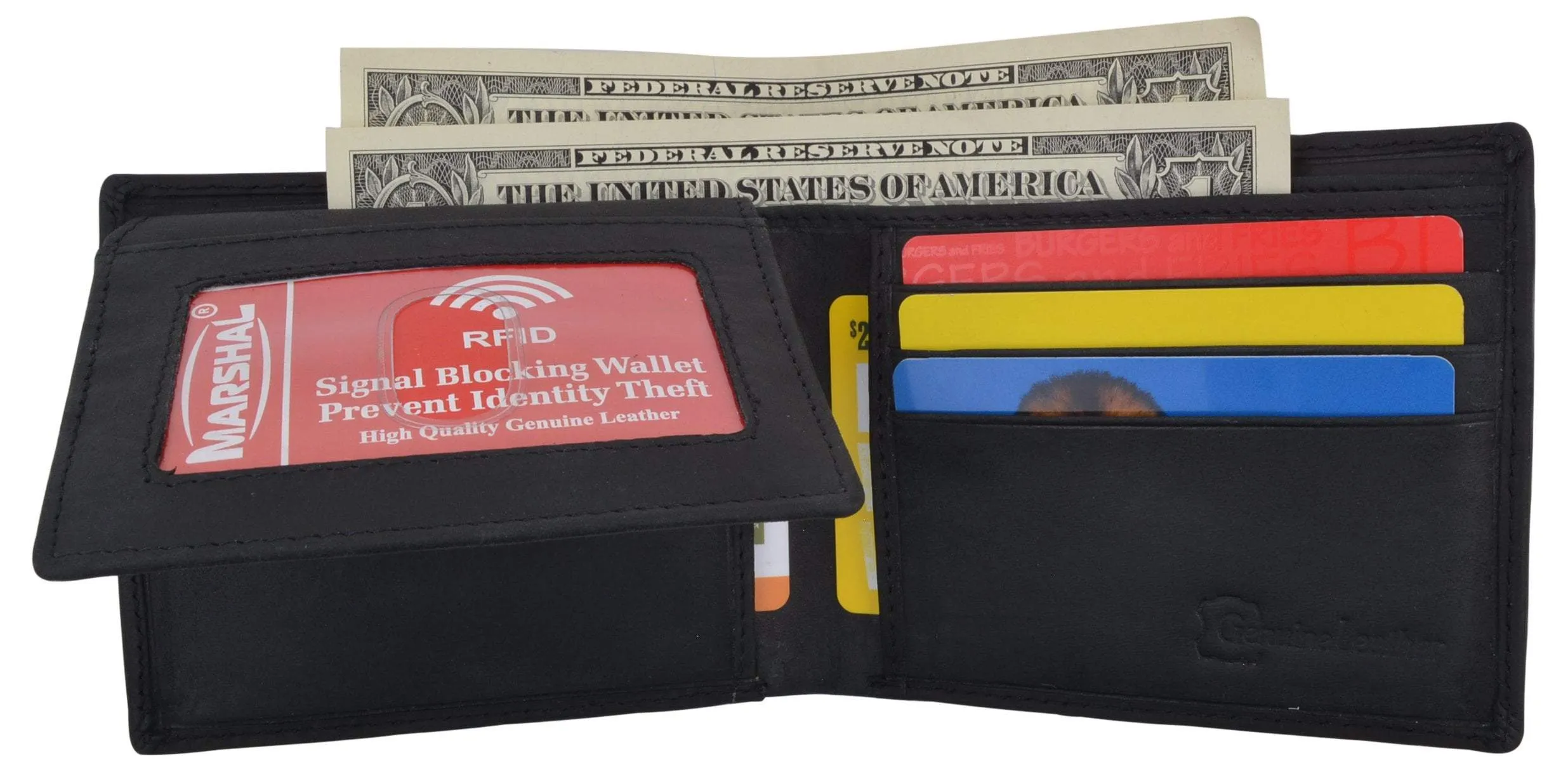 Bifold Mens RFID Cowhide Leather Myrtle Beach Flap Card/ID Wallet