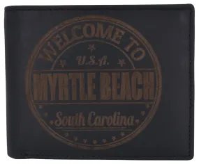Bifold Mens RFID Cowhide Leather Myrtle Beach Flap Card/ID Wallet