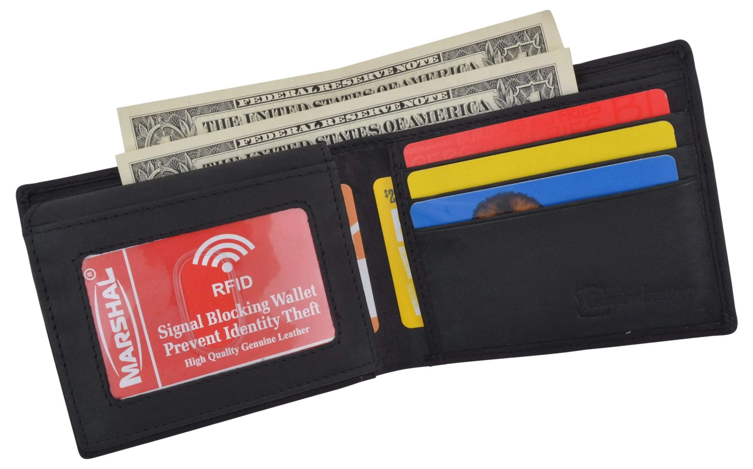 Bifold Mens RFID Cowhide Leather Myrtle Beach Flap Card/ID Wallet