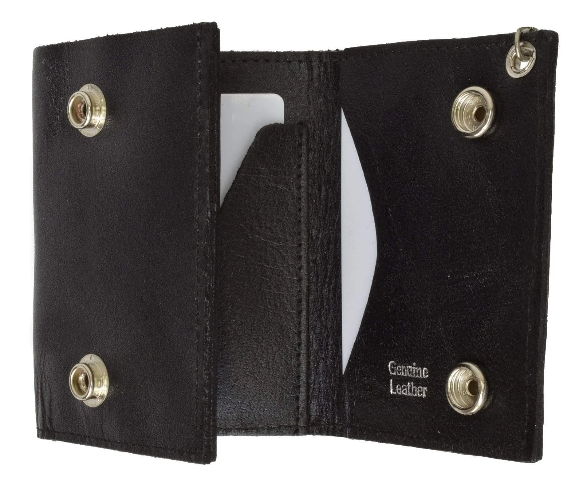 Biker Genuine Leather chain Trifold Wallet Chopper Cross 946-42 (C)