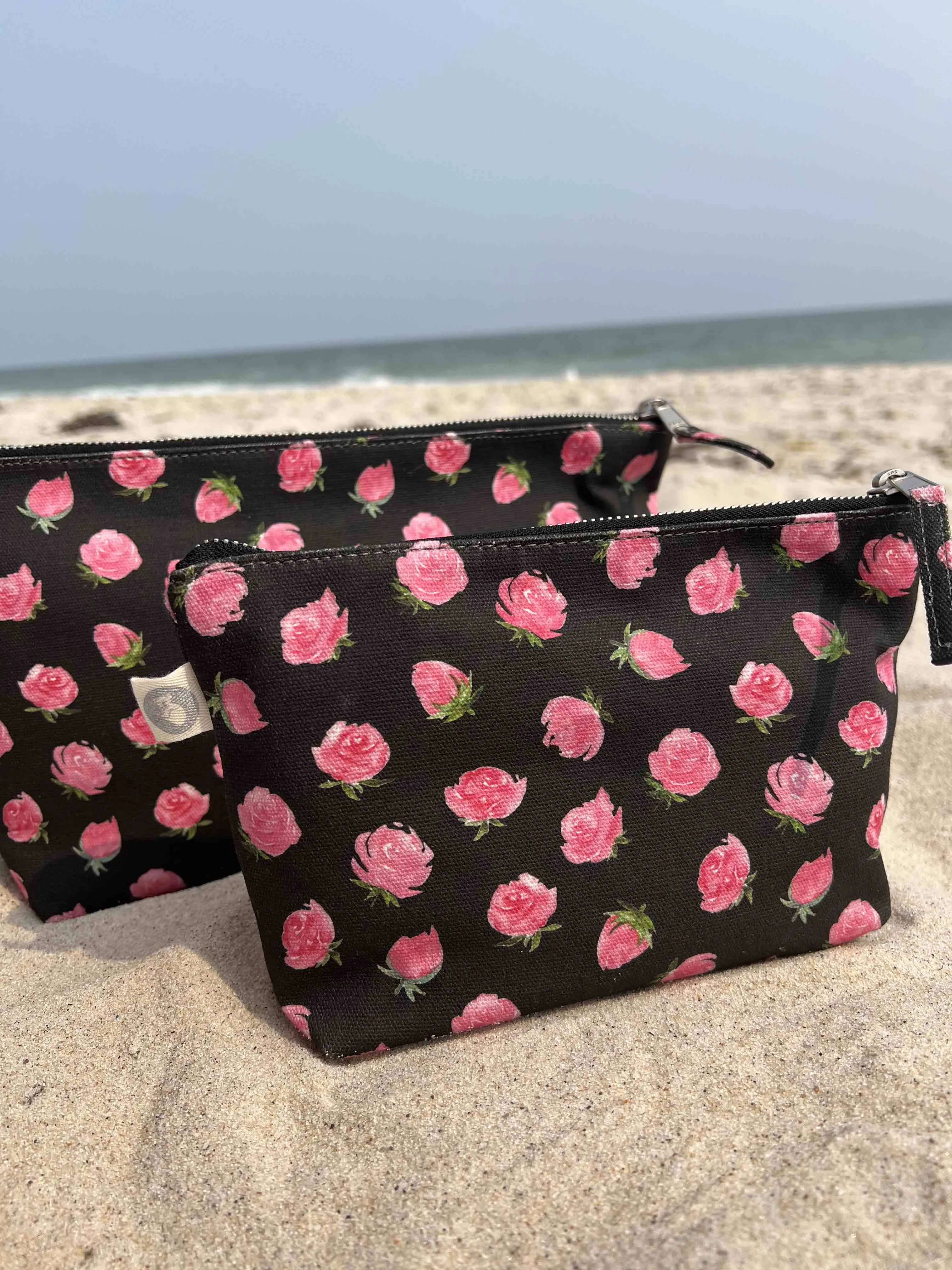 Black Floral Makeup Bag Set