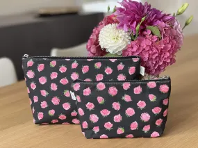 Black Floral Makeup Bag Set