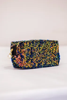 Black Multicolor Sequin Makeup Bag