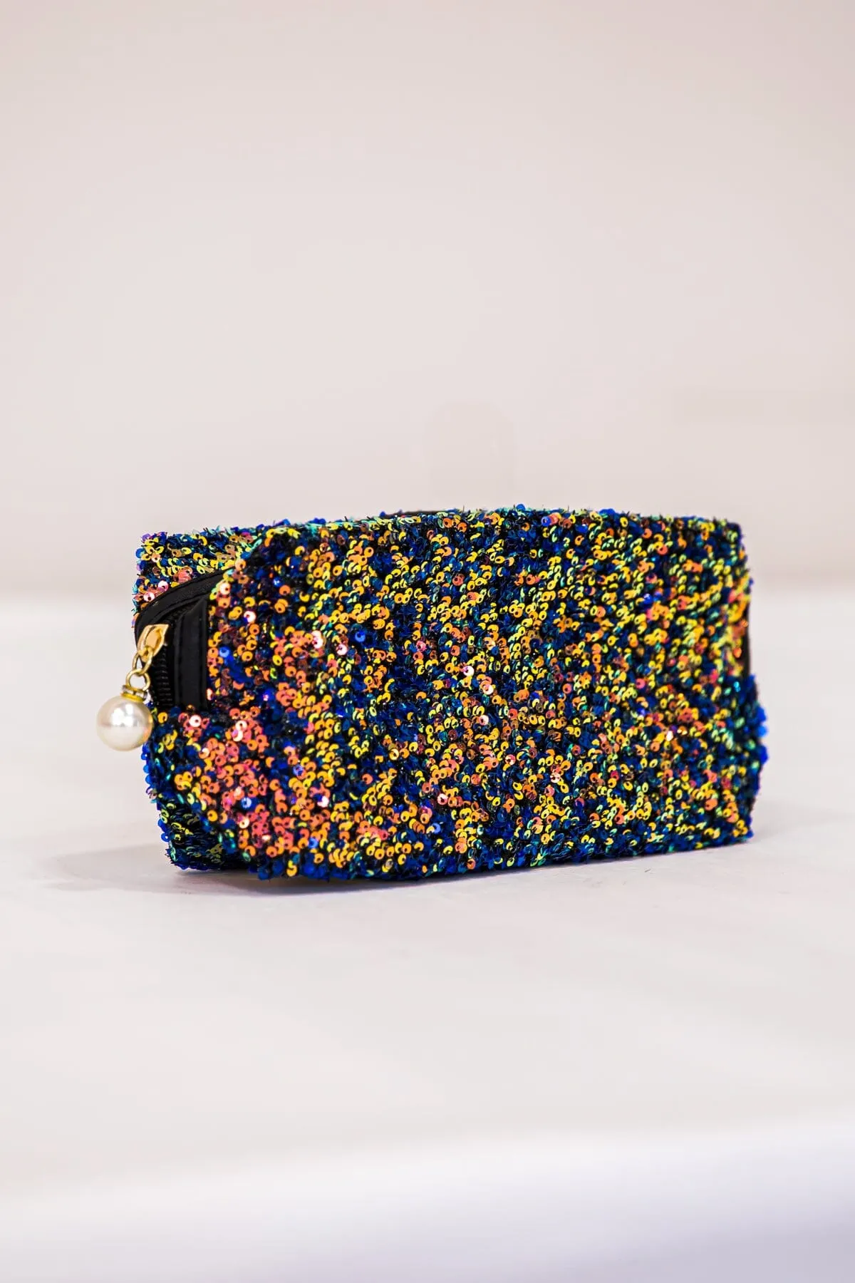 Black Multicolor Sequin Makeup Bag