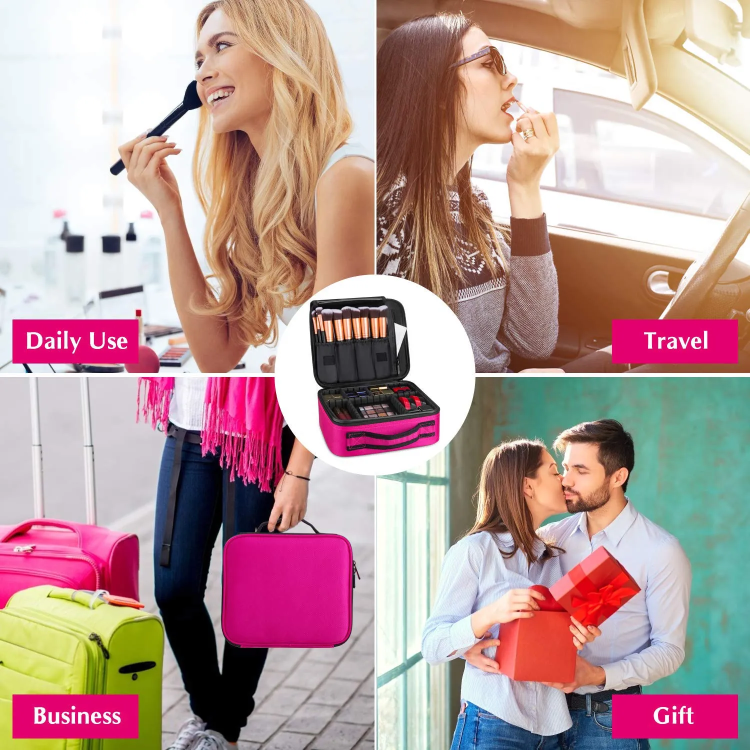 BlushBees® Make up Bag / Cosmetic Storage Box with Adjustable Compartment