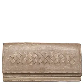 Bottega Veneta Beige Intrecciato Leather Bifold Wallet