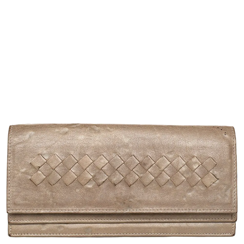 Bottega Veneta Beige Intrecciato Leather Bifold Wallet