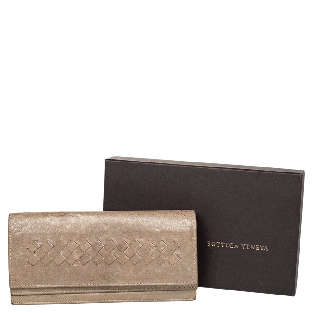 Bottega Veneta Beige Intrecciato Leather Bifold Wallet