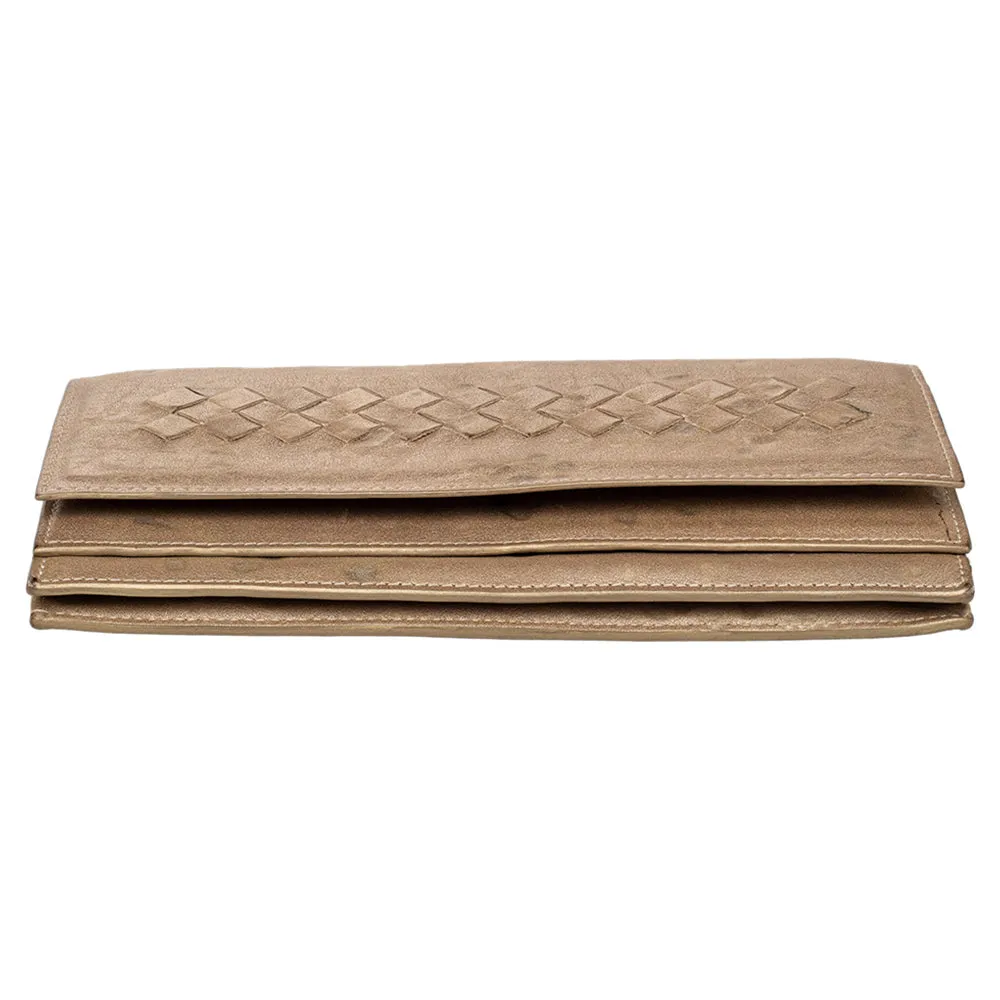 Bottega Veneta Beige Intrecciato Leather Bifold Wallet
