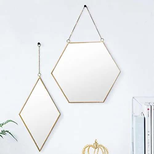 CALANDIS Nordic Wrought Iron Gold dessing Mirror Wall Hanging Bathroom Wall Mirror L