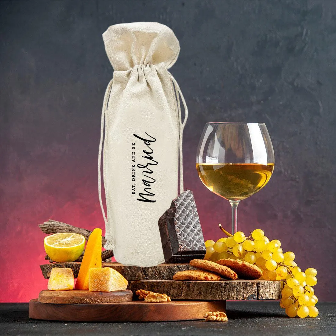 Canvas Wine Bag, Wine Bottle Cover, Wedding Canvas Wine Bag