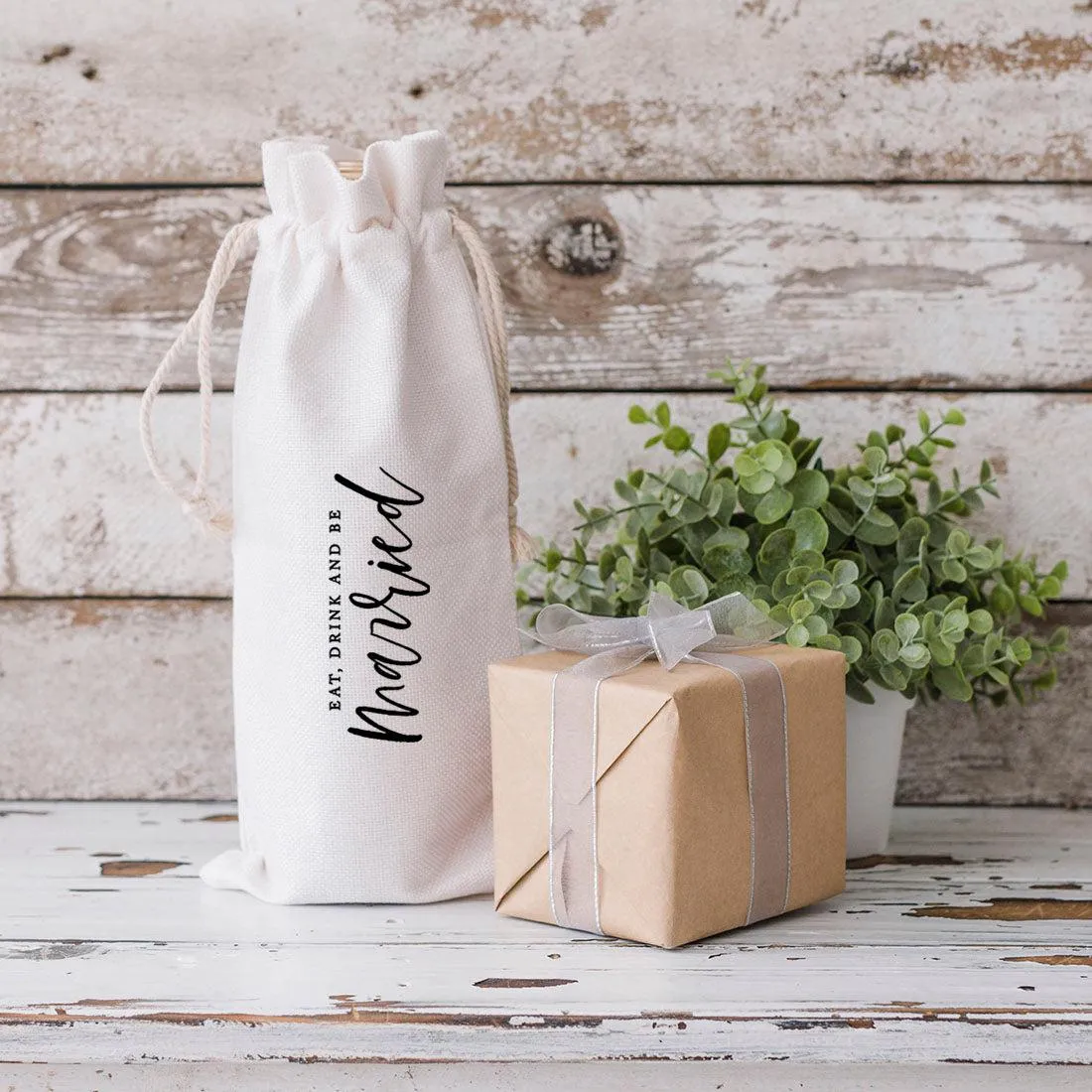 Canvas Wine Bag, Wine Bottle Cover, Wedding Canvas Wine Bag