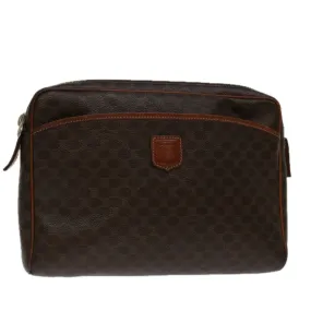 CELINE Macadam Canvas Clutch Bag PVC Brown Auth 69515