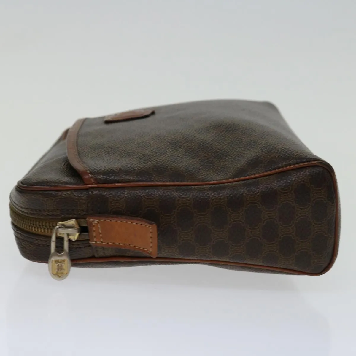 CELINE Macadam Canvas Clutch Bag PVC Brown Auth 69515