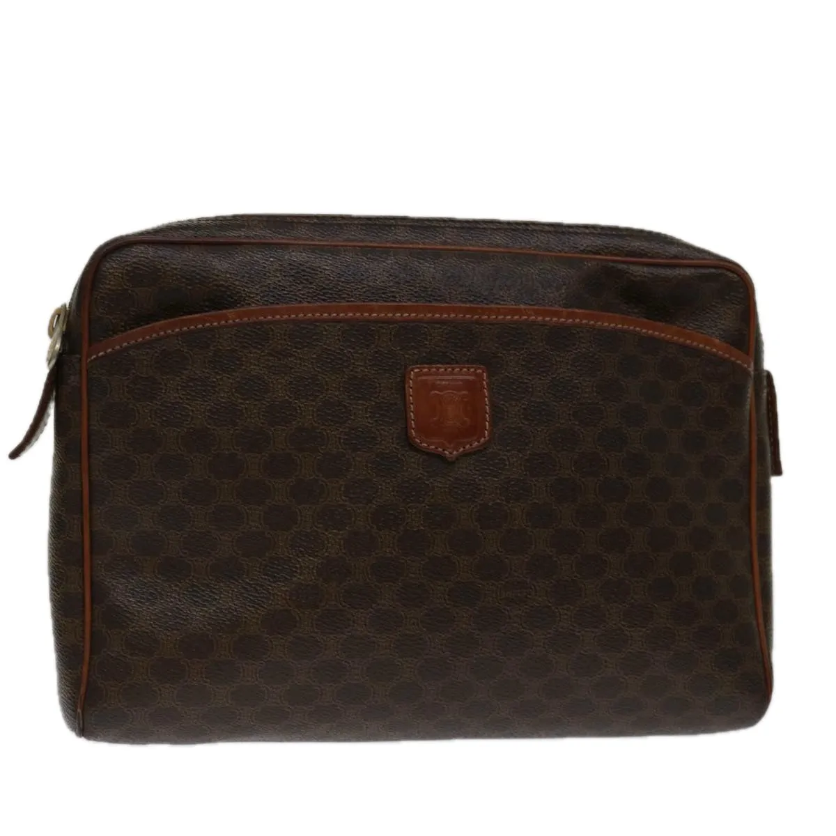 CELINE Macadam Canvas Clutch Bag PVC Brown Auth 69515