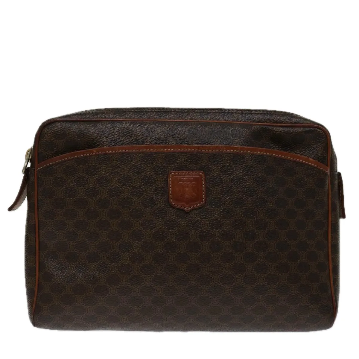 CELINE Macadam Canvas Clutch Bag PVC Brown Auth 69515