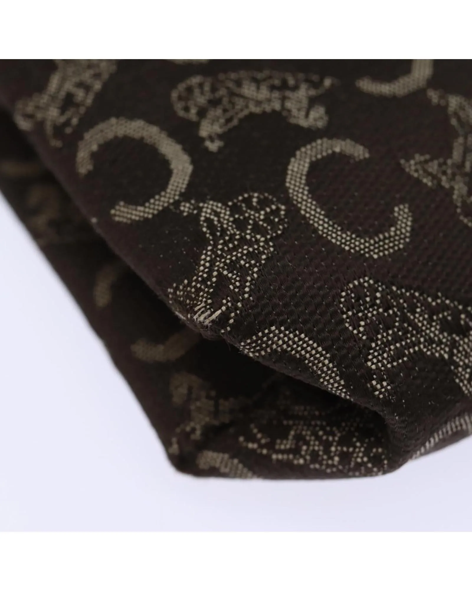 CELINE Vintage Brown Canvas Clutch Bag with Leather Trim