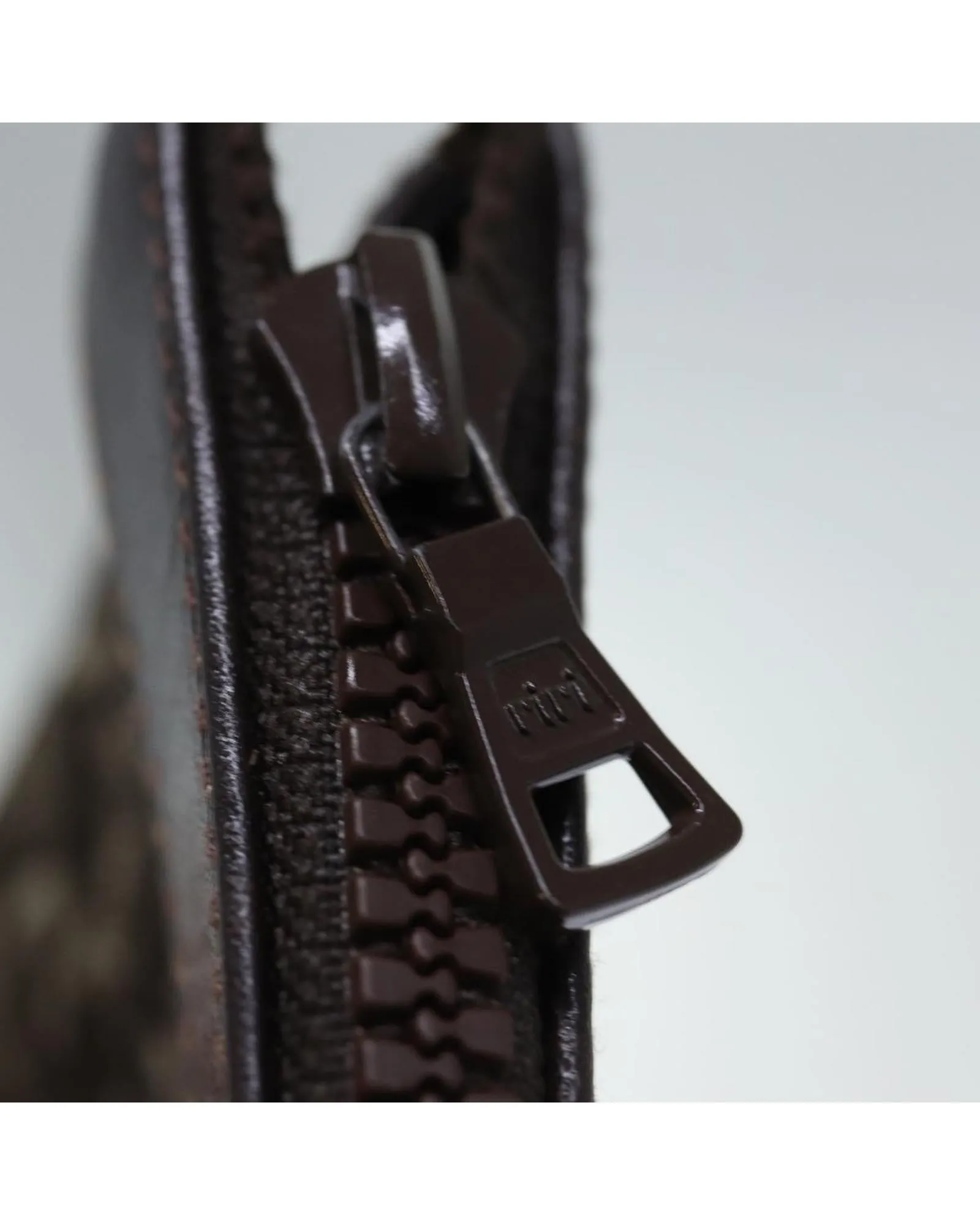 CELINE Vintage Brown Canvas Clutch Bag with Leather Trim