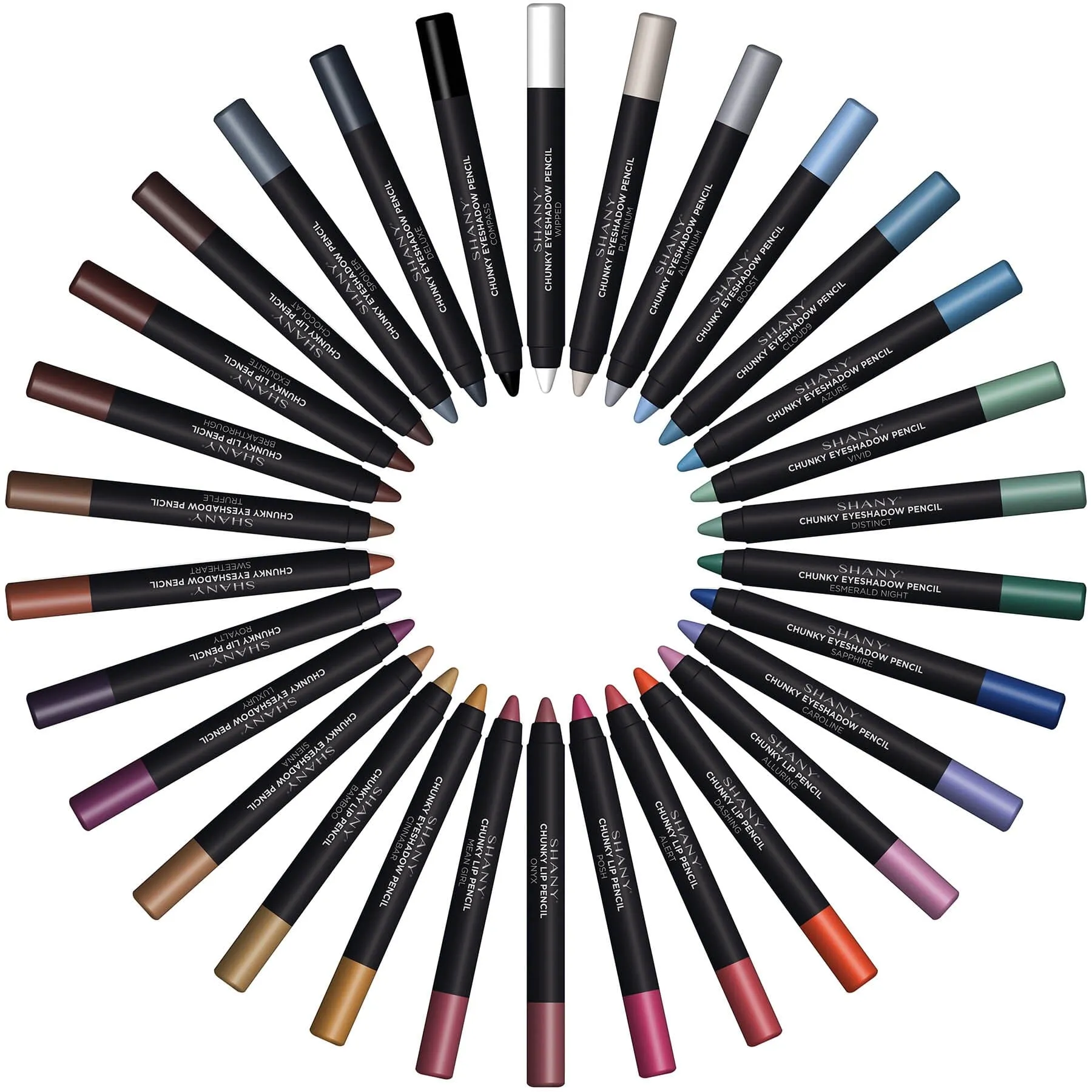 Chunky Makeup Pencils For Eyes and Lips W Vitamin E & Aloe Vera - 30 Colors