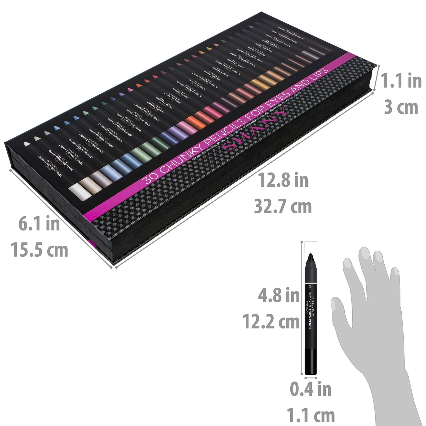 Chunky Makeup Pencils For Eyes and Lips W Vitamin E & Aloe Vera - 30 Colors