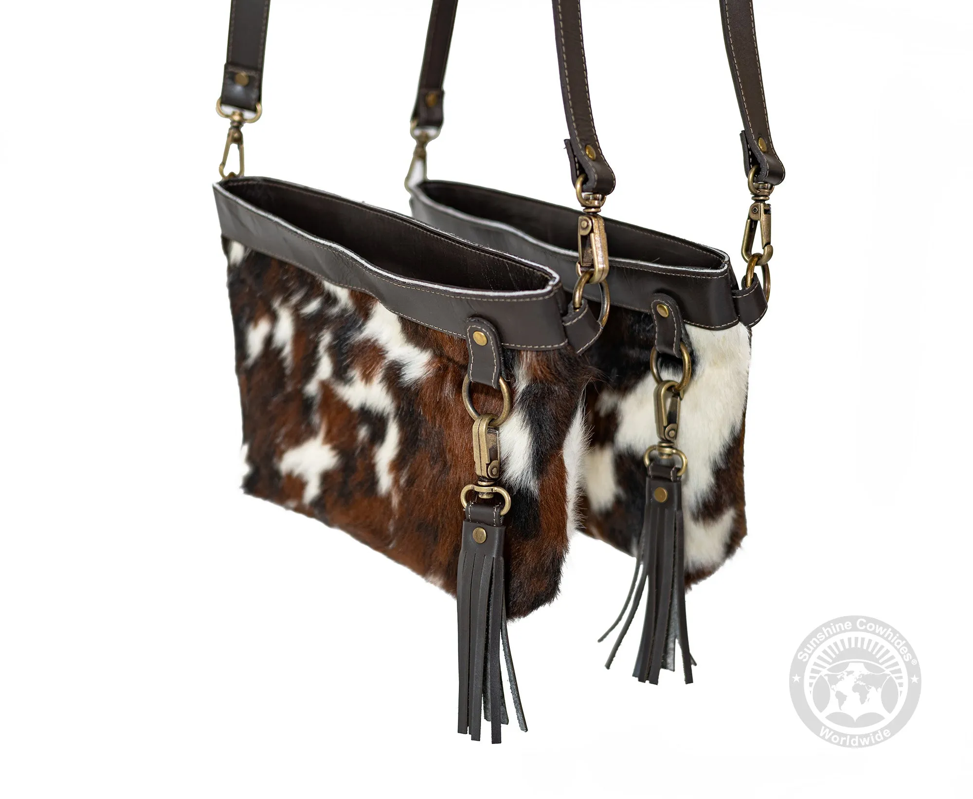 Cowhide Crossbody Purse Tricolor - Handbag