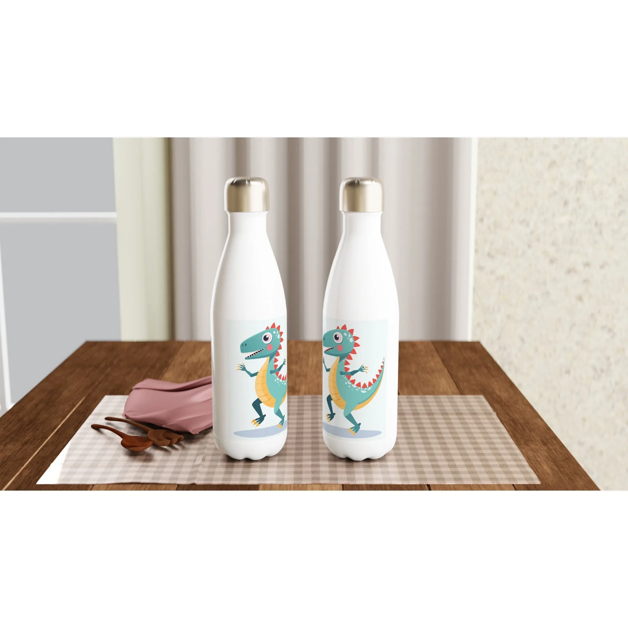 Dancing Tyrannosaurus White 17oz Stainless Steel Water Bottle